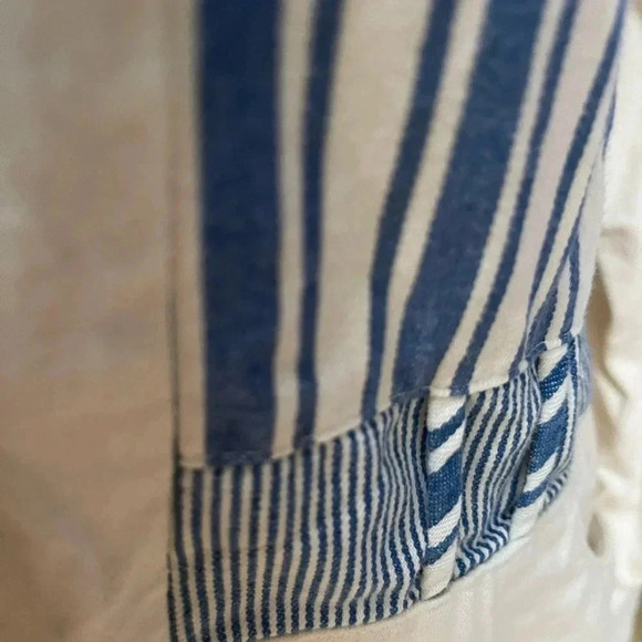 Vintage 80s “Your Way USA” Blue-Stripe Patchwork Jacket | Button Front - Picture 9 of 11